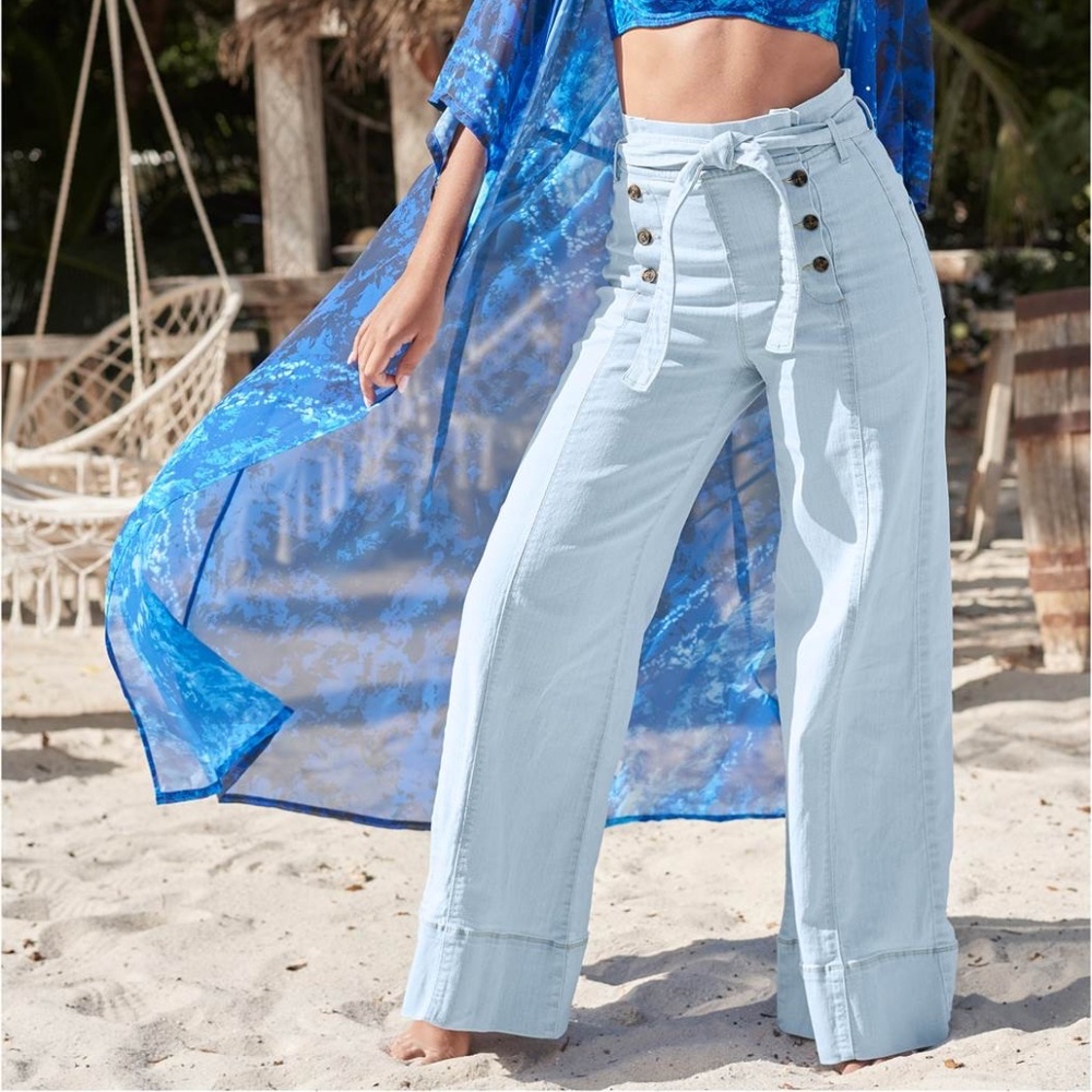 High waist wide leg jeans